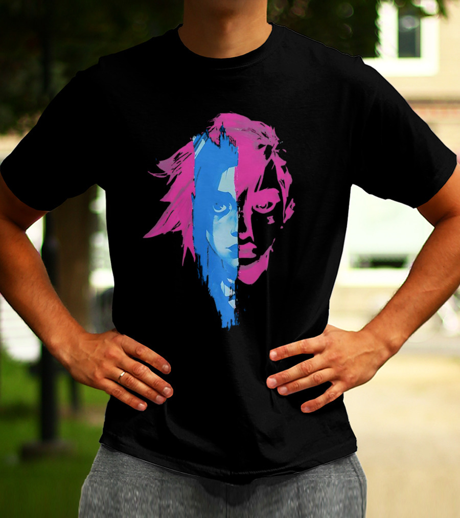 Arcane Vi And Jinx Split Face Blue And Pink T-Shirt