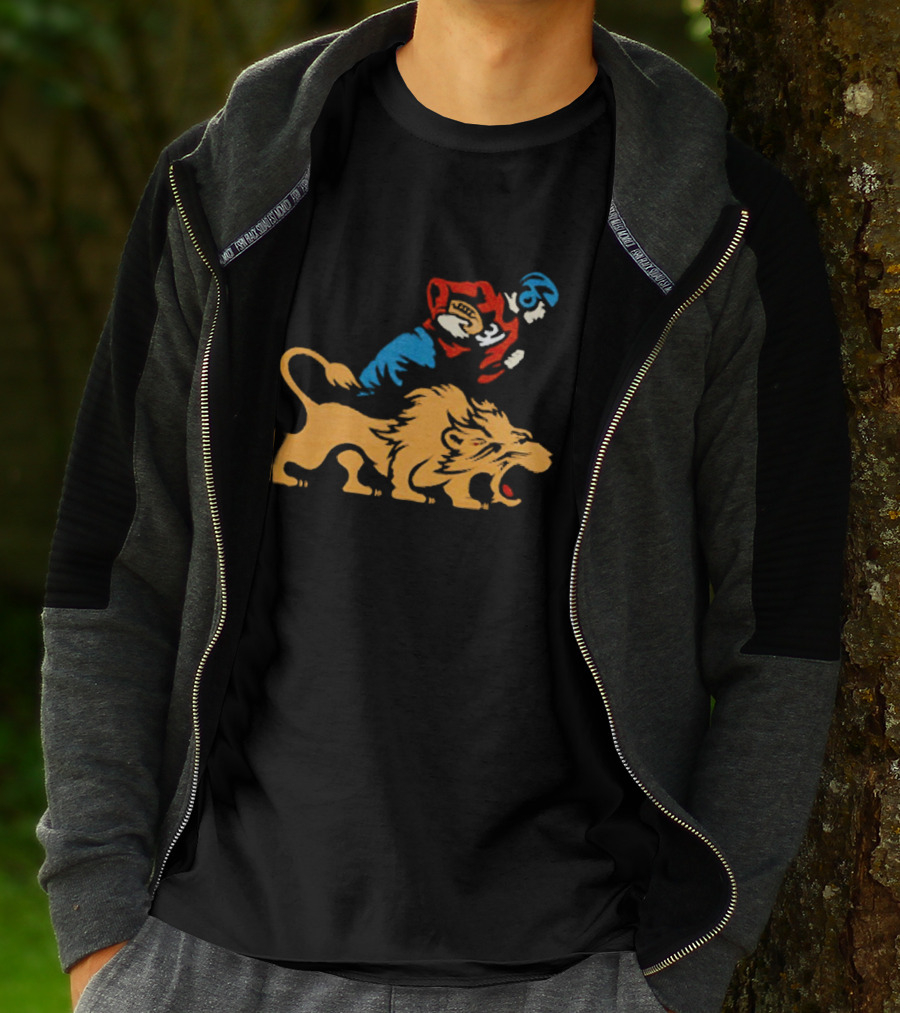 Detroit Lions Vintage Football Player And Lion Emblem This Story Is Just Beginning T-Shirt