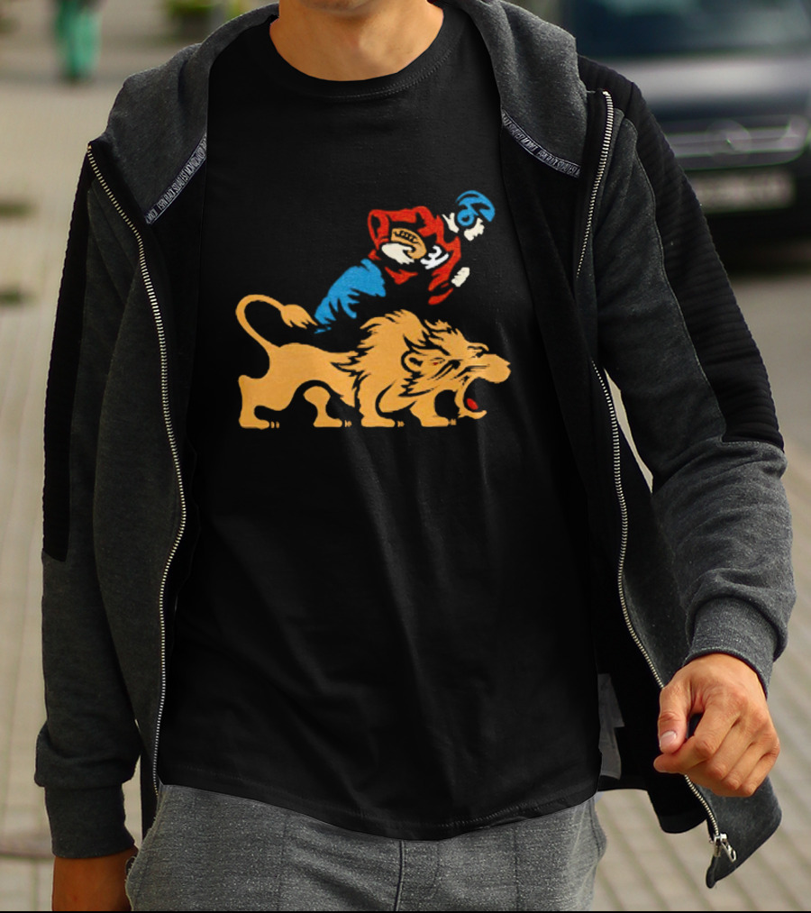Detroit Lions Vintage Football Player And Lion Emblem This Story Is Just Beginning T-Shirt