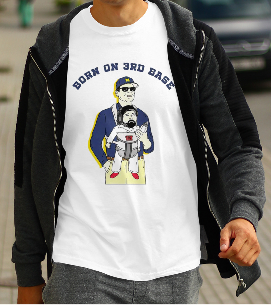 Born On 3rd Base Jim Harbaugh Michigan With Beard Baby T-Shirt