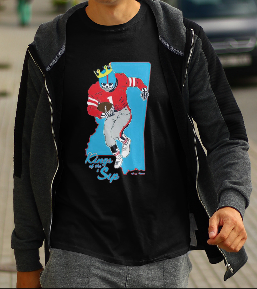 Kings Of The Sip Ole Miss Skeleton Football King T-Shirt