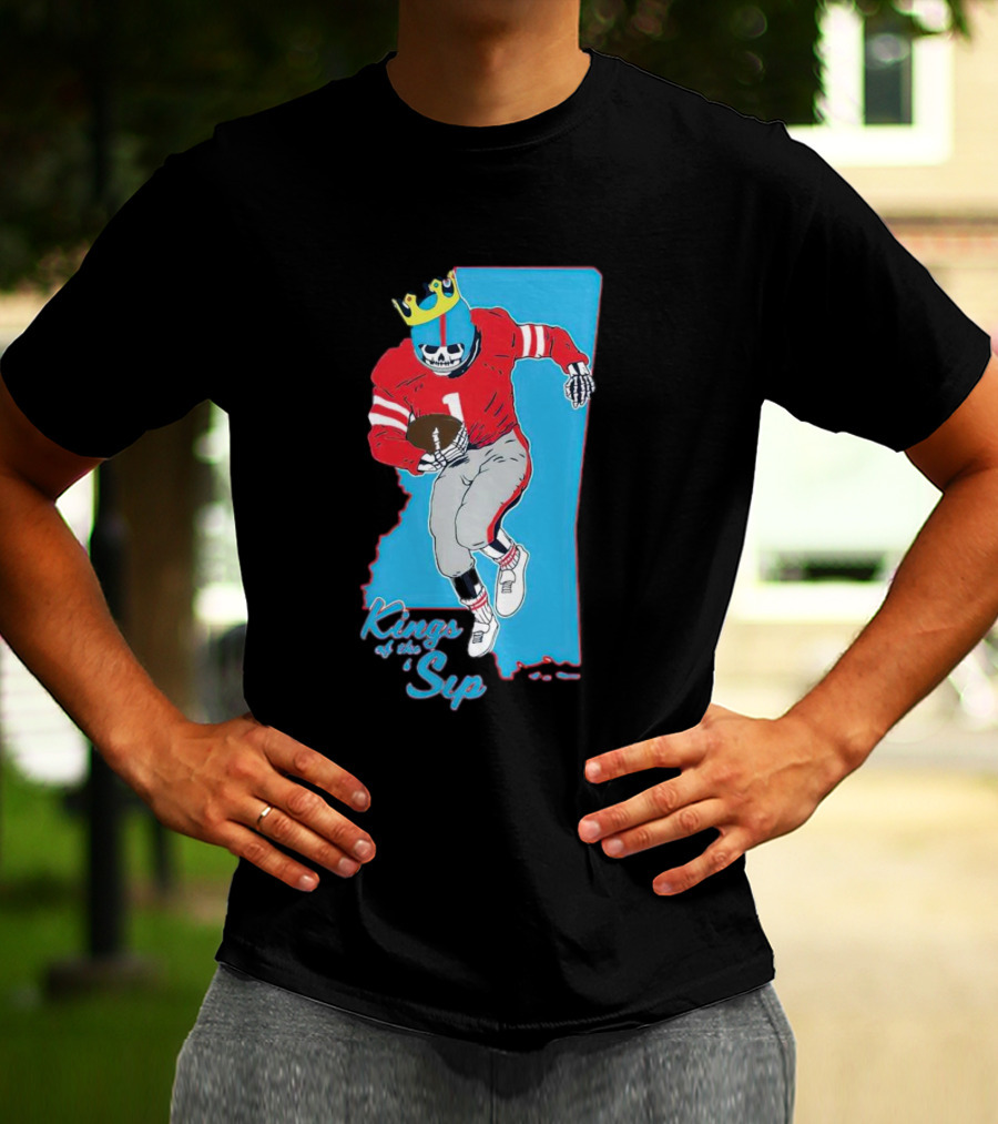 Kings Of The Sip Ole Miss Skeleton Football King T-Shirt