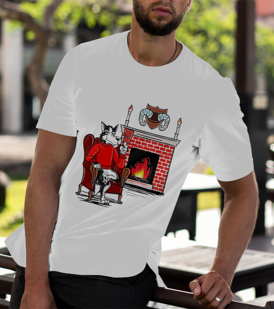 NC State Wolfpack Cozy Fireplace Christmas Scene Sweater Wolf T-Shirt