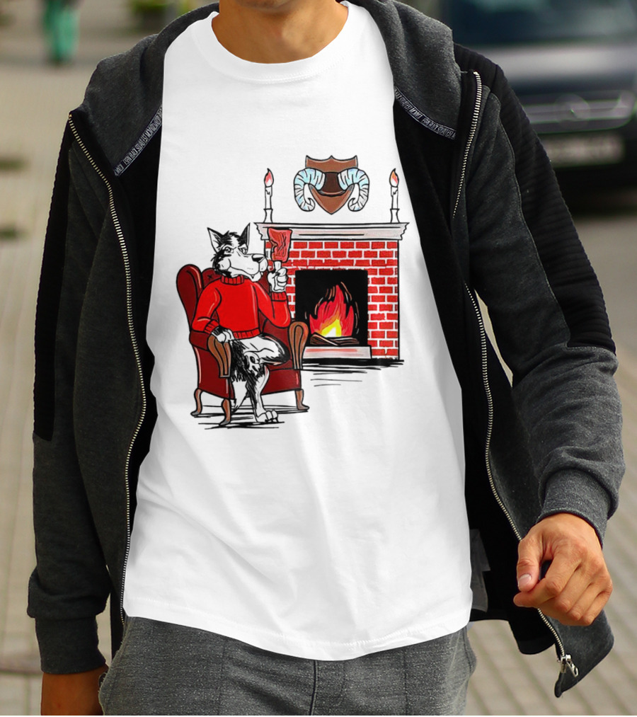 NC State Wolfpack Cozy Fireplace Christmas Scene Sweater Wolf T-Shirt