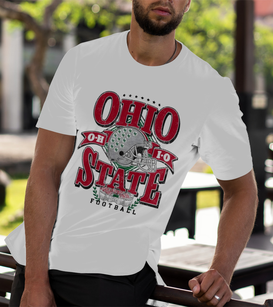 Ohio State Buckeyes Football Helmet Stadium Vintage T-Shirt