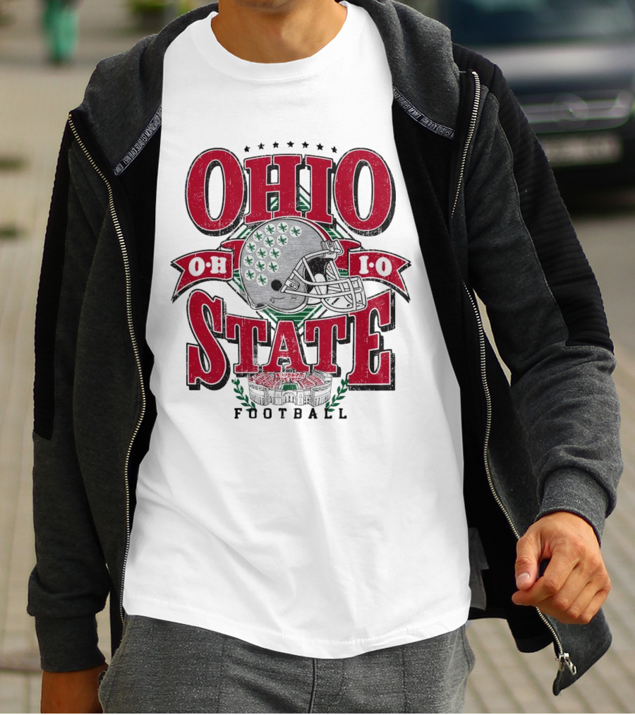 Ohio State Buckeyes Football Helmet Stadium Vintage T-Shirt