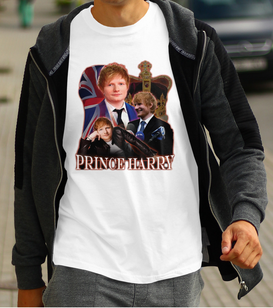 Prince Harry Ed Sheeran Union Jack Crown T-Shirt