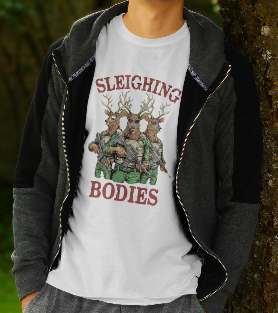 Sleighing Bodies Reindeer Soldiers T-Shirt