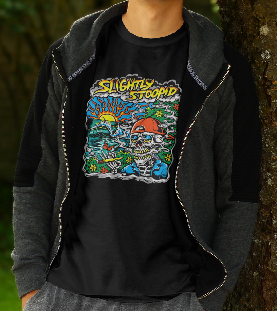 Slightly Stoopid Sun Surf Skeleton Smoke Wake And Bake T-Shirt