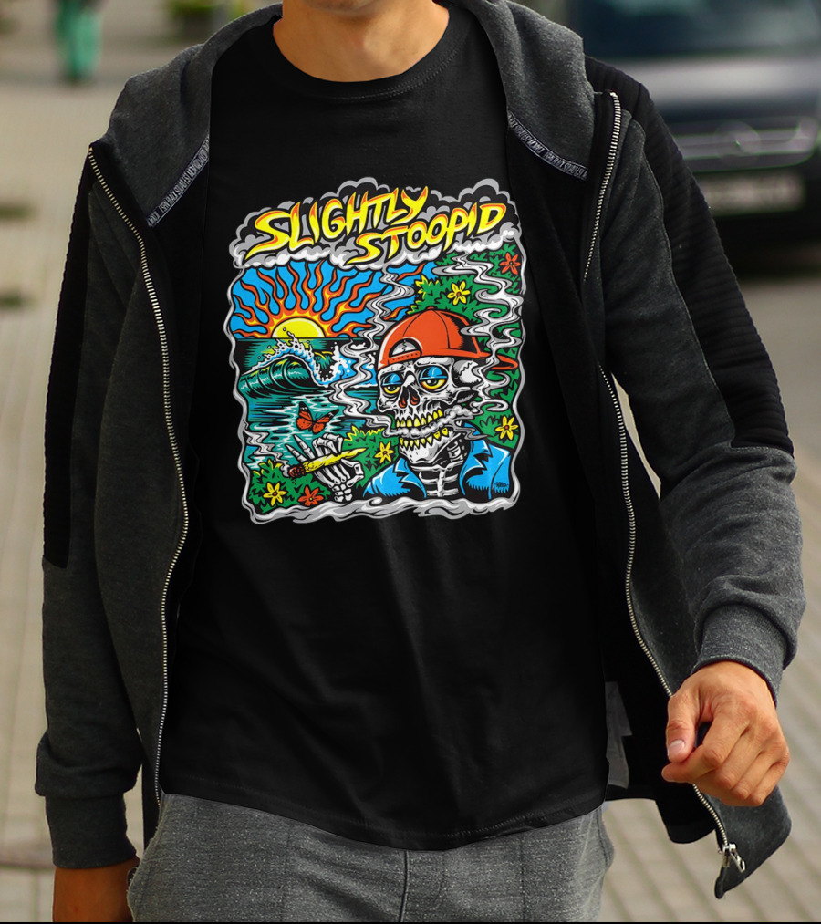 Slightly Stoopid Sun Surf Skeleton Smoke Wake And Bake T-Shirt