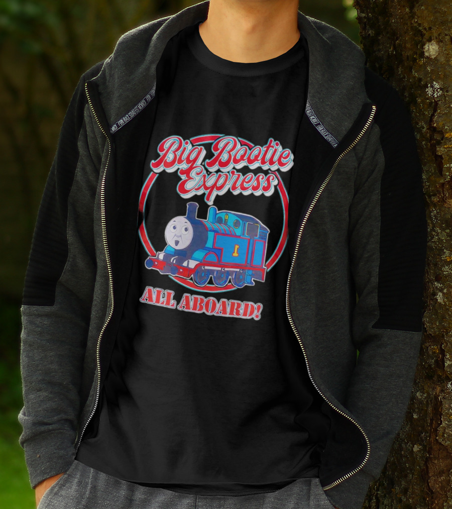 Big Bootie Express All Aboard Train Engine Character T-Shirt