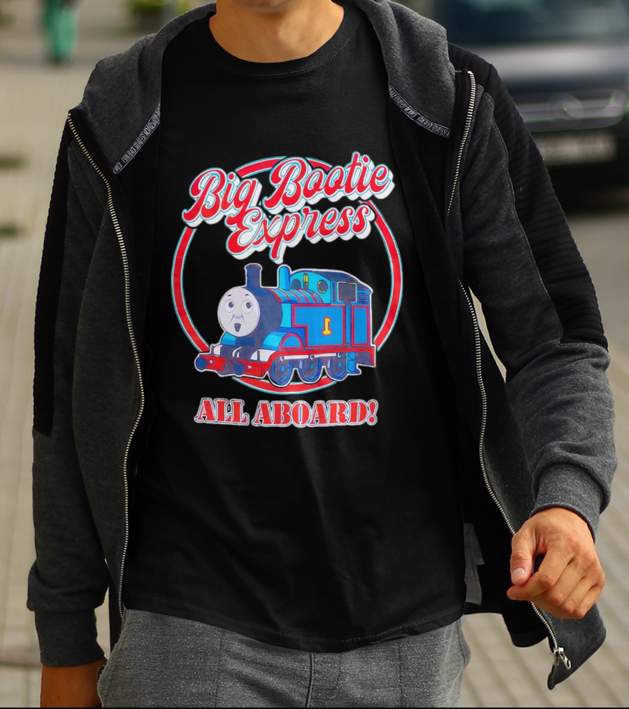 Big Bootie Express All Aboard Train Engine Character T-Shirt