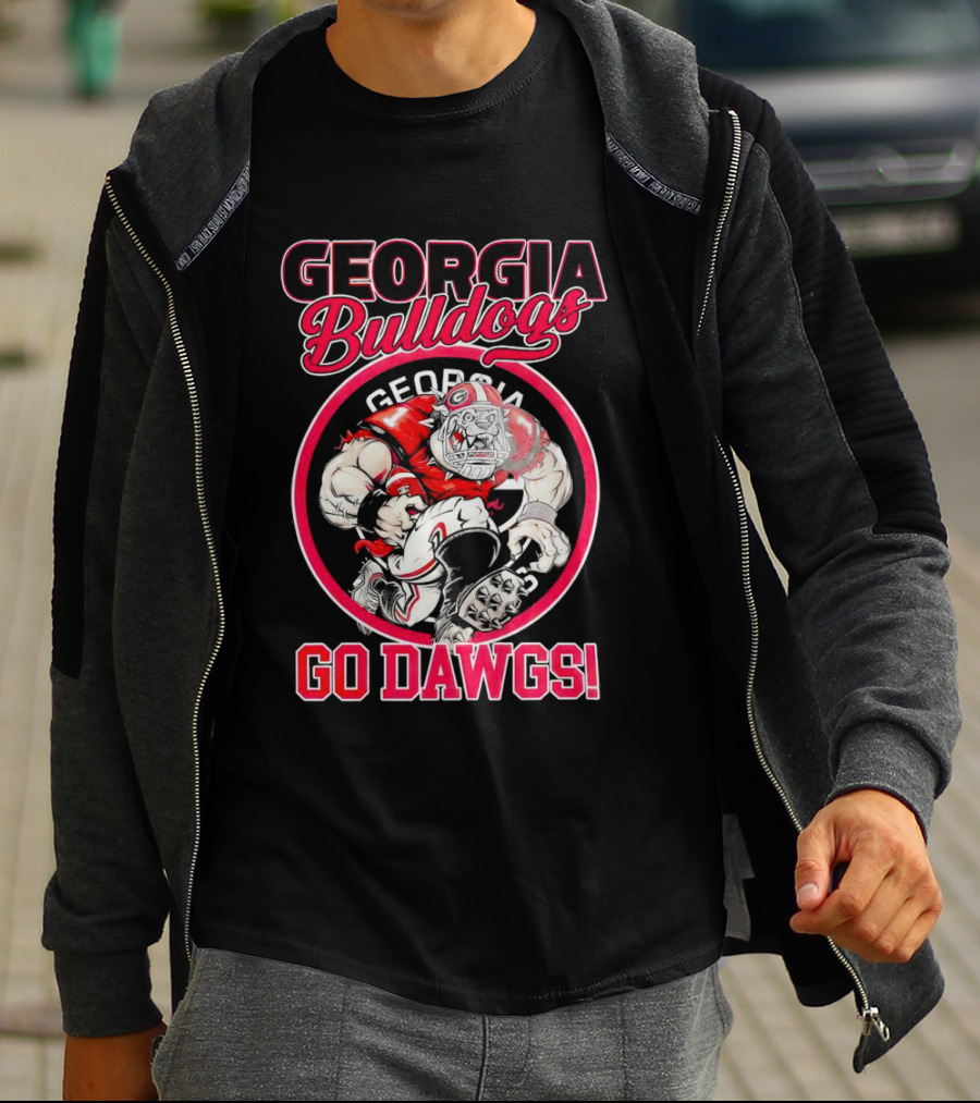 Georgia Bulldogs Go Dawgs UGA Aggressive Mascot T-Shirt