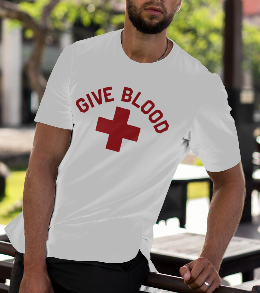 Give Blood Red Cross Text Red T-Shirt