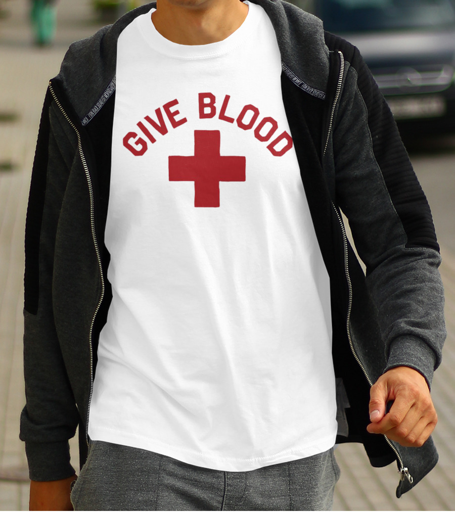 Give Blood Red Cross Text Red T-Shirt