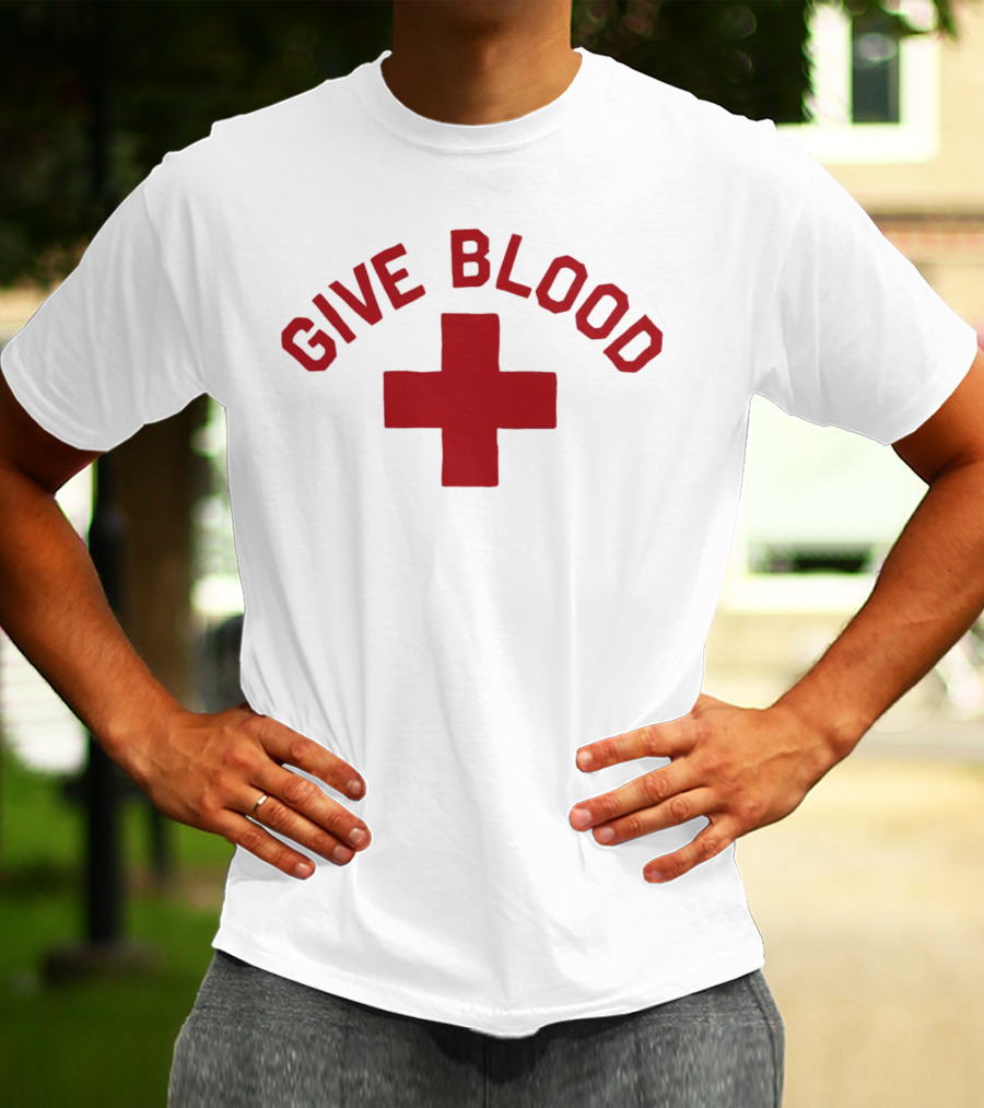 Give Blood Red Cross Text Red T-Shirt