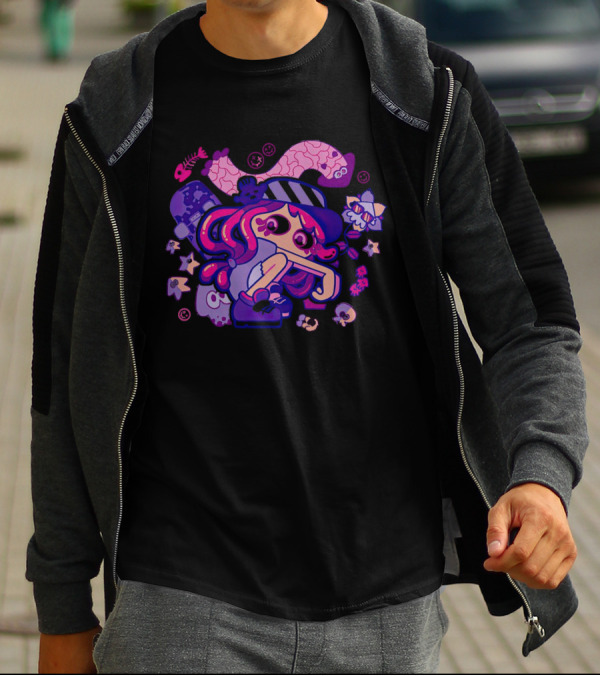 Hotlantis Harmony Splatoon Character Surrounded By Artistic Marine Elements T-Shirt