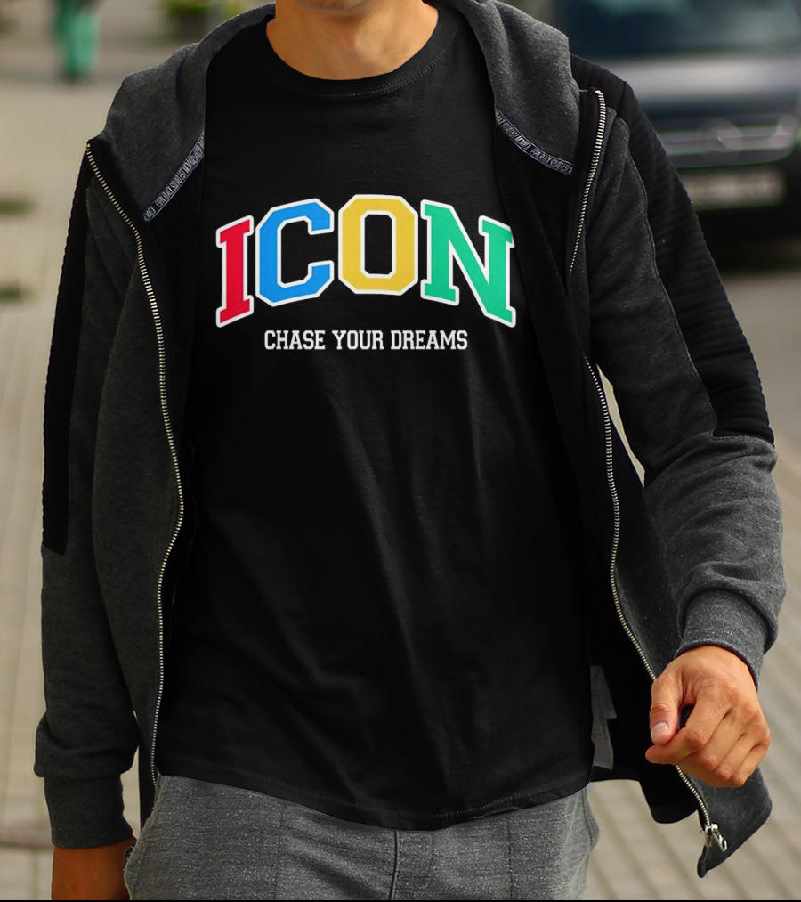 ICON Chase Your Dreams Multicolor Block Letters T-Shirt