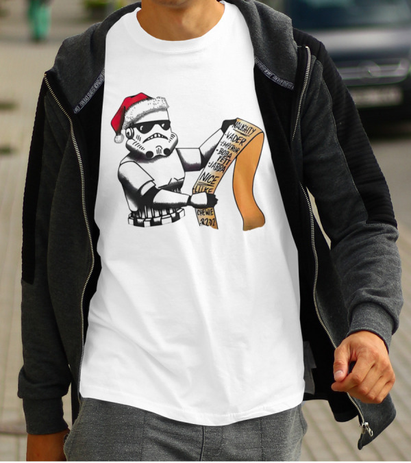 Stormtrooper Santa Naughty Nice List Vader Chewie Holiday Fun T-Shirt