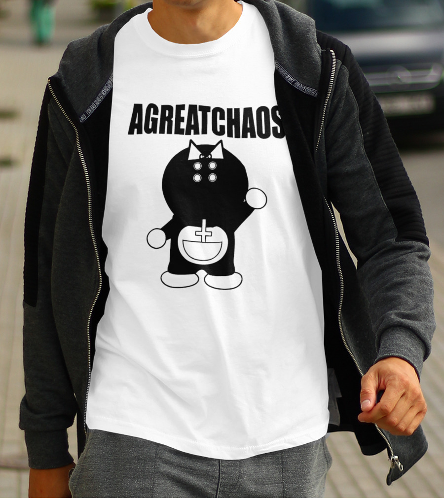 AGREATCHAOS Doraemon Silhouette With Cross T-Shirt