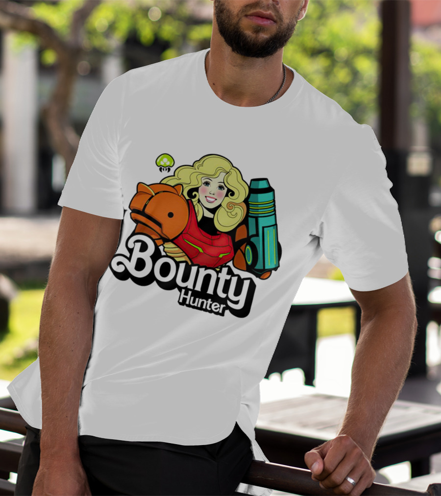 Bounty Hunter Retro Blonde Character With Sci-Fi Armor T-Shirt