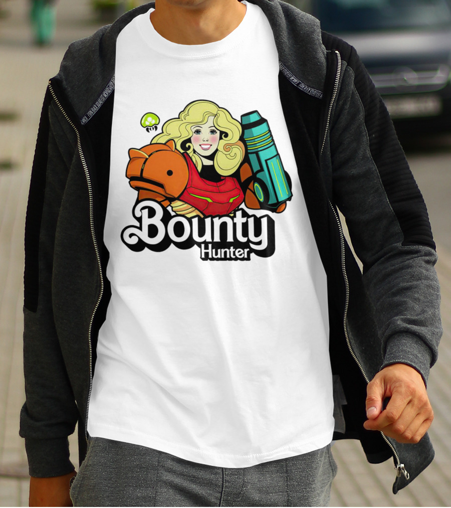 Bounty Hunter Retro Blonde Character With Sci-Fi Armor T-Shirt