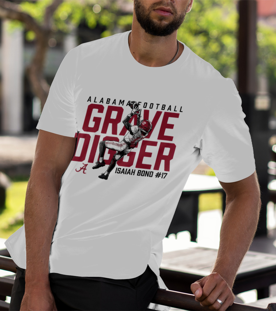 Alabama Football Isaiah Bond #17 Grave Digger Crimson Tide T-Shirt