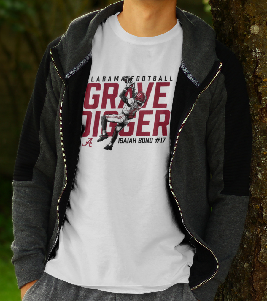 Alabama Football Isaiah Bond #17 Grave Digger Crimson Tide T-Shirt