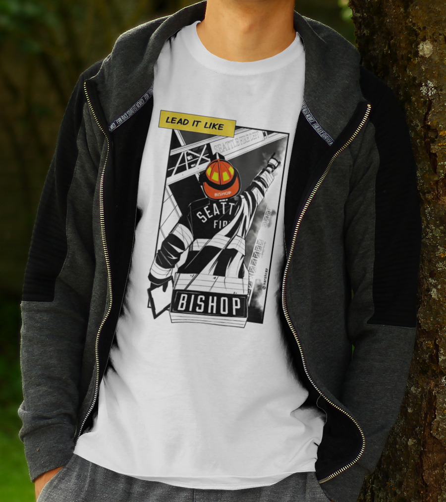 Lead It Like Seattle Fire Bishop Firefighter Helmet Hero T-Shirt