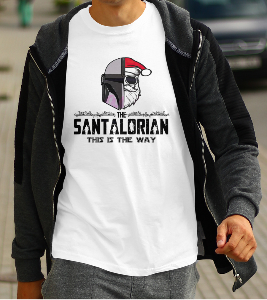 The Santalorian This Is The Way Santa Claus Christmas Helmet Santa Hat T-Shirt