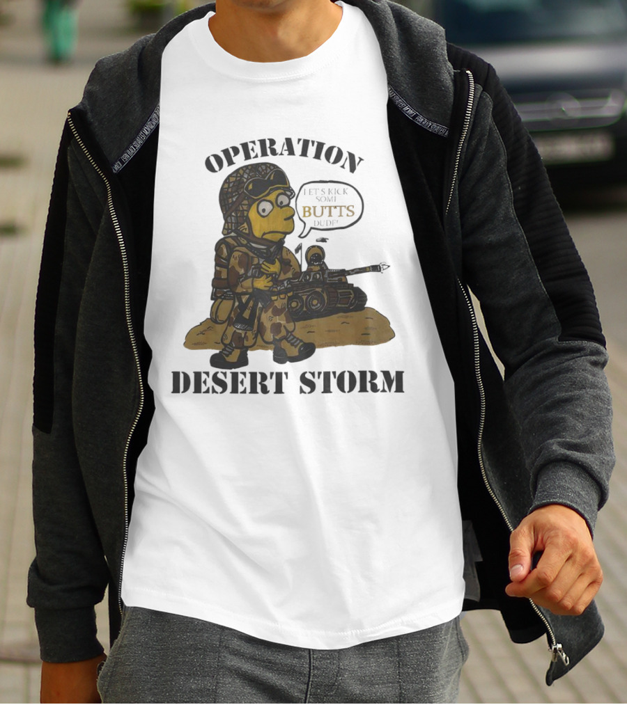 Operation Desert Storm Bart Simpson Let's Kick Butts T-Shirt