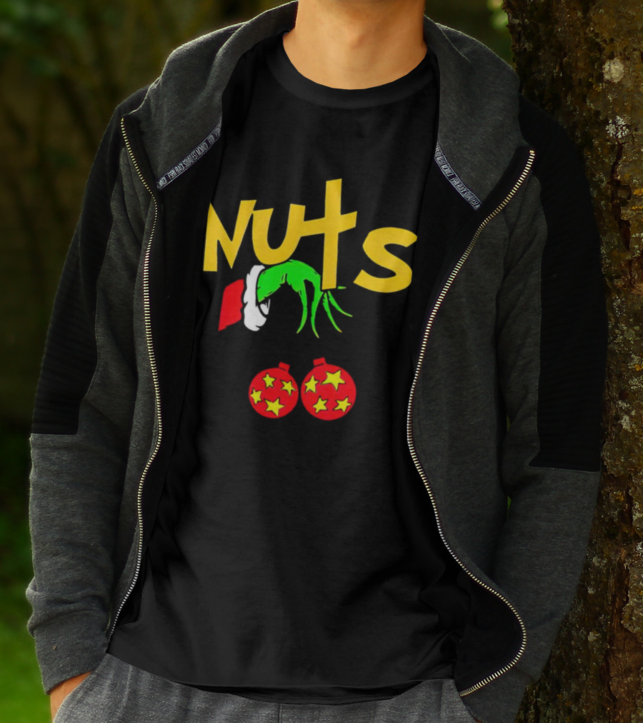 Grinch Nuts Bauble Christmas Santa Hat Holiday Humor T-Shirt