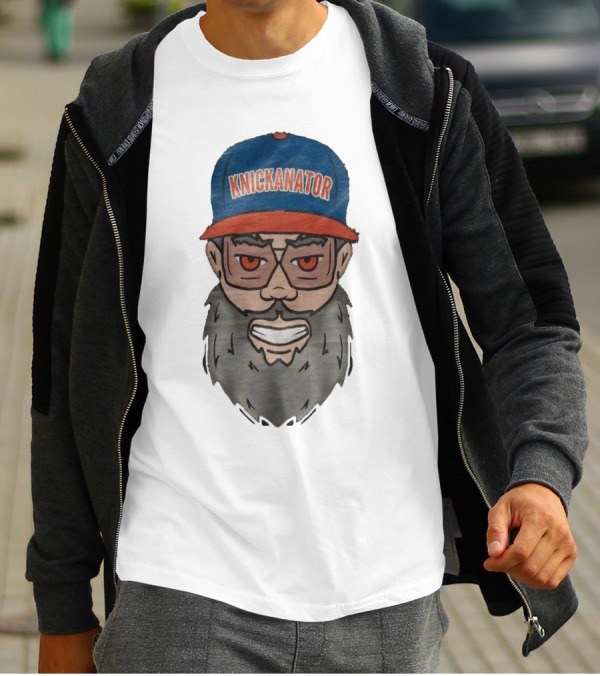 Nickanator New York Knicks Beard Hat Face T-Shirt