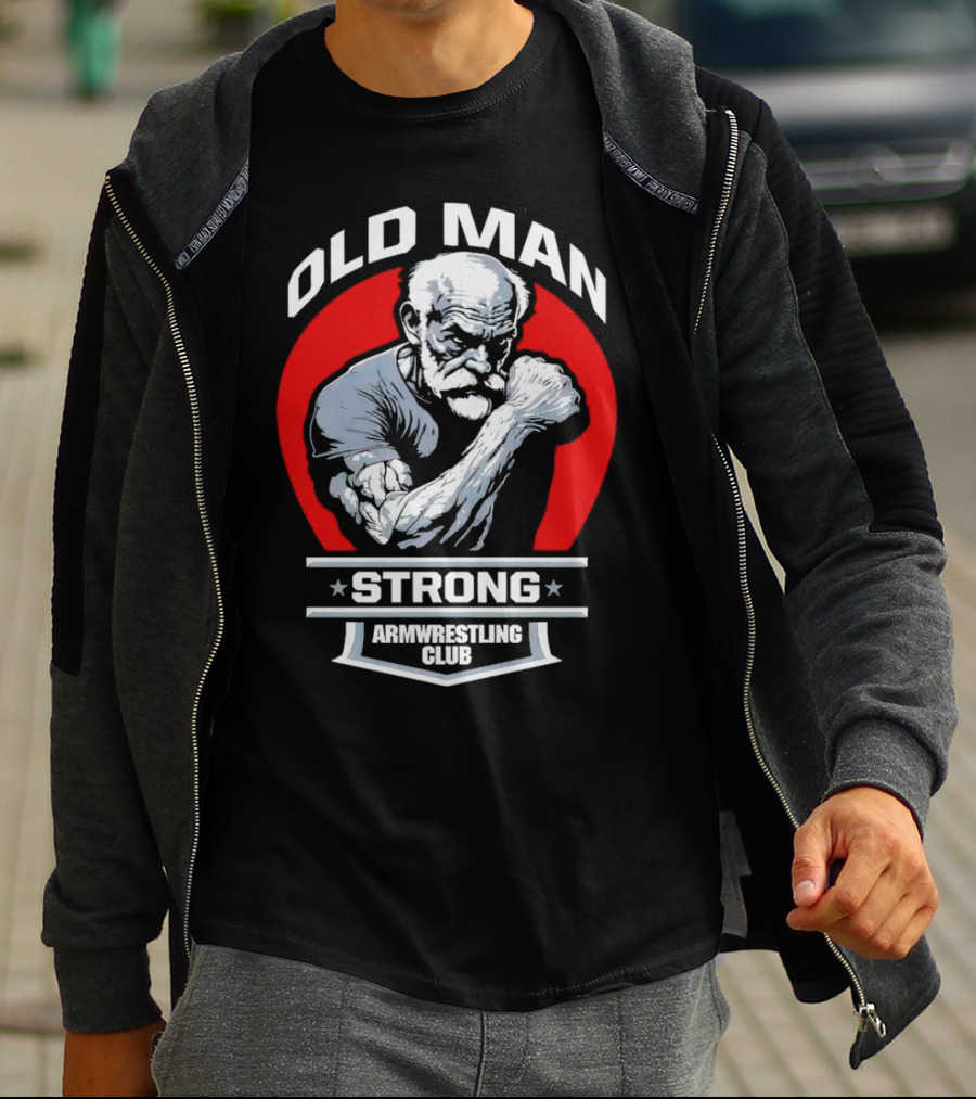 Old Man Strong Armwrestling Club Vintage Style Retro T-Shirt