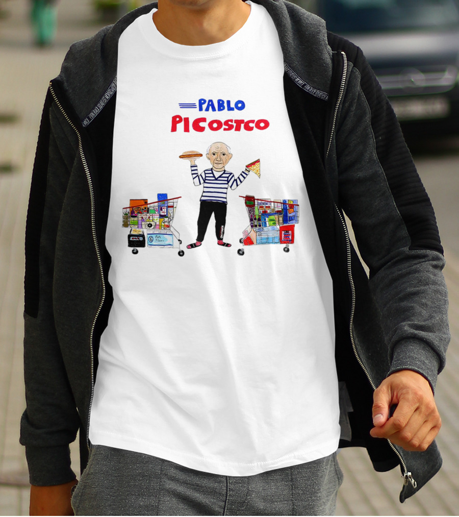Pablo Picostco Costco Shopping Cart Foodчитывается образ человека с пиццей и бургером T-Shirt