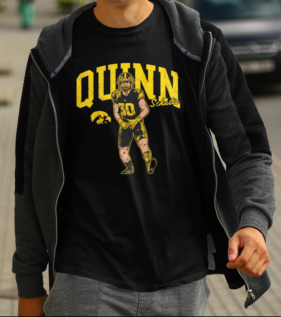 Quinn Schulte Iowa Hawkeyes Football Number 10 Cartoon T-Shirt