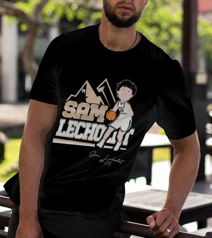 Sam Lecholat Montana State Bobcats Collective #25 Signature Basketball Player M T-Shirt