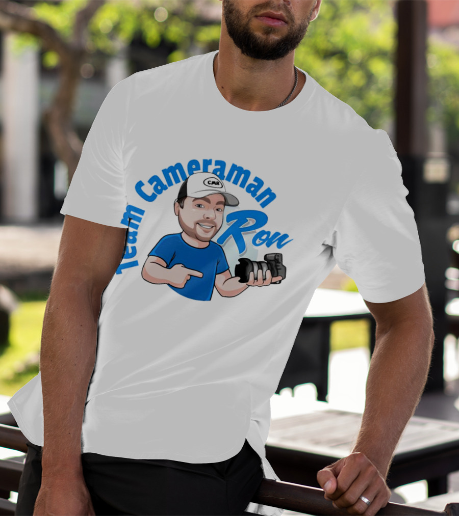 Team Cameraman Ron Cartoon Character Holding Camera T-Shirt