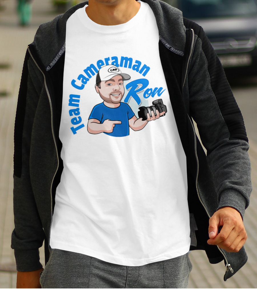 Team Cameraman Ron Cartoon Character Holding Camera T-Shirt