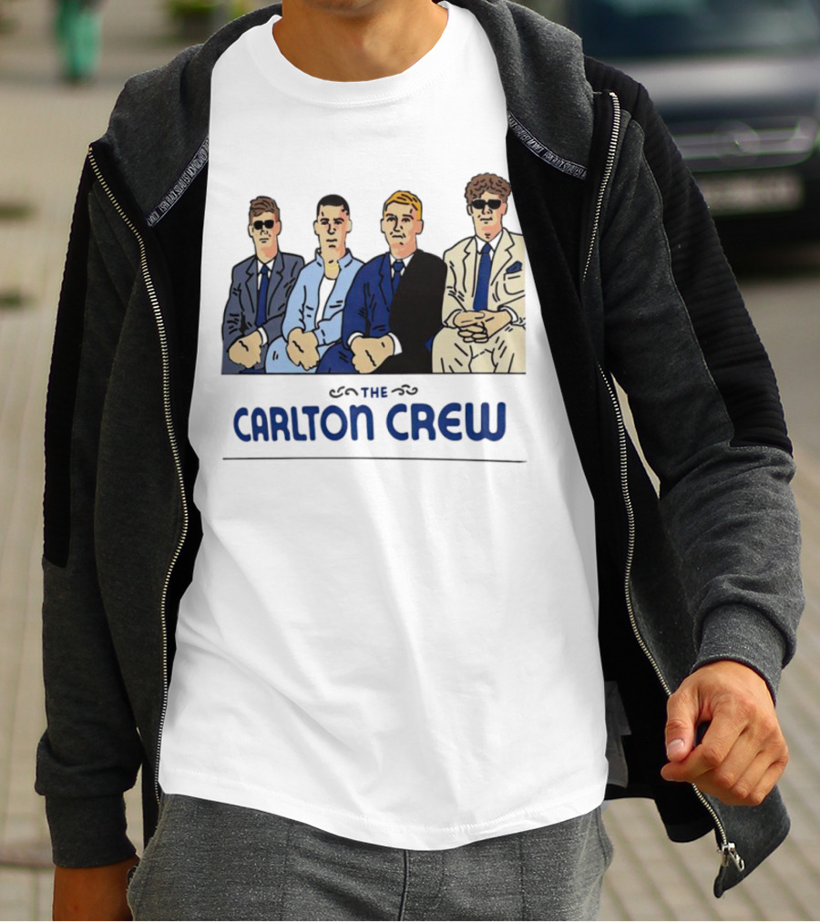 Carlton Crew Cartoon Characters In Suits And Sunglasses T-Shirt