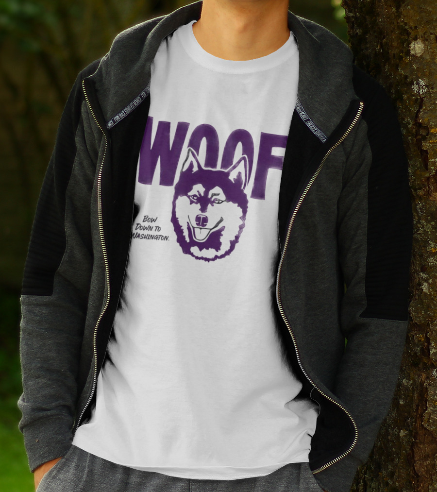 Woof Bow Down To Washington Huskies T-Shirt