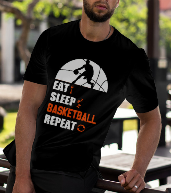 Eat Sleep Basketball Repeat Player Silhouette Ball T-Shirt