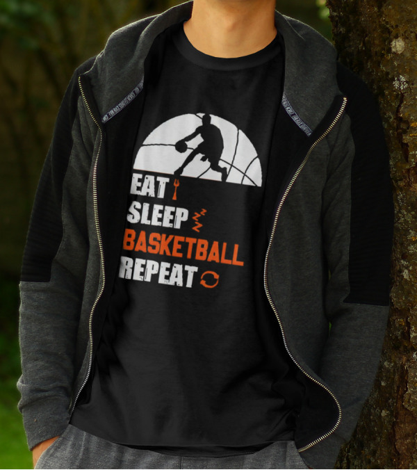 Eat Sleep Basketball Repeat Player Silhouette Ball T-Shirt
