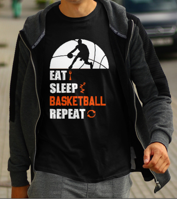 Eat Sleep Basketball Repeat Player Silhouette Ball T-Shirt