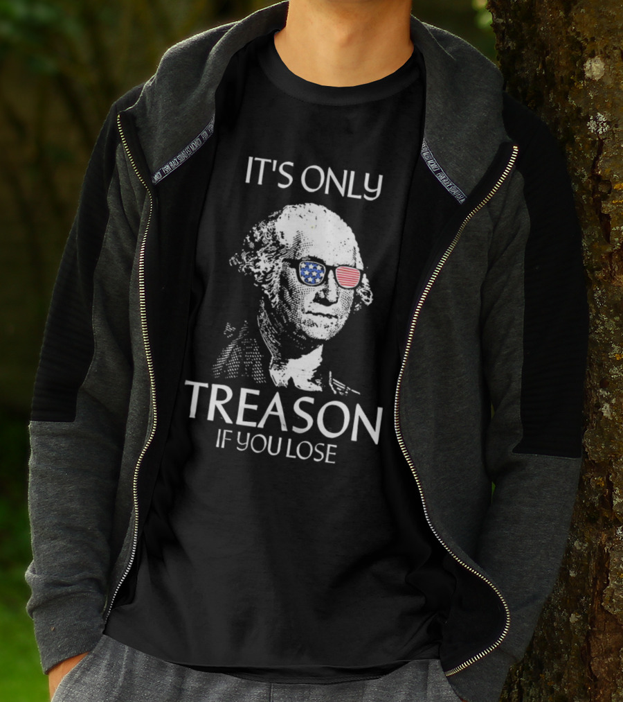 George Washington It's Only Treason If You Lose Retro American Flag Sunglasses T-Shirt