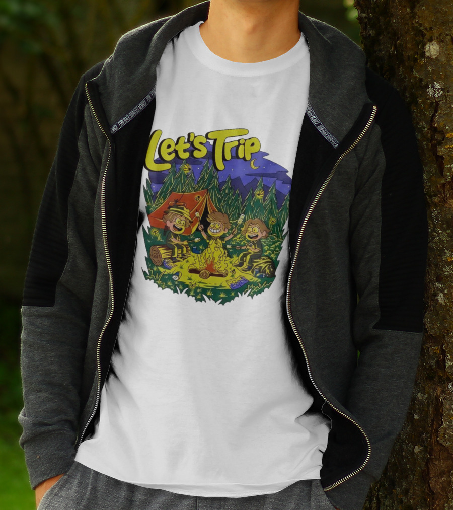 Let's Trip Around Campfire Cartoon Adventure T-Shirt