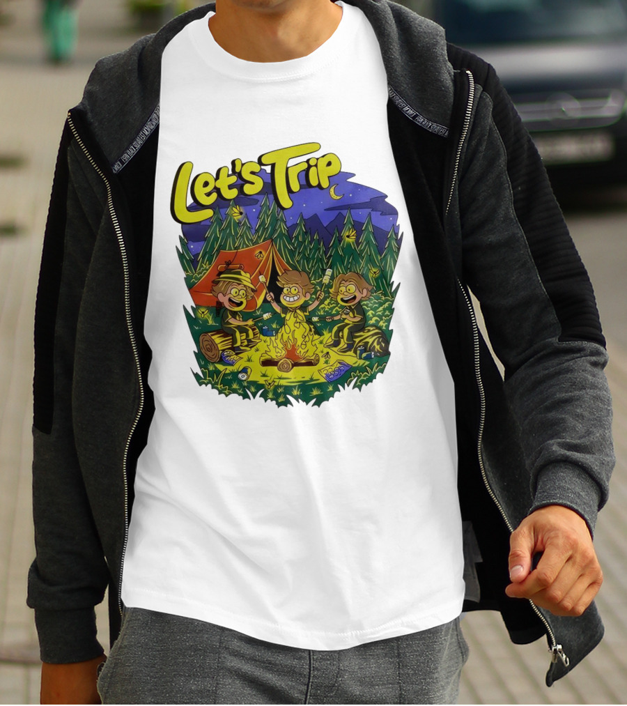 Let's Trip Around Campfire Cartoon Adventure T-Shirt