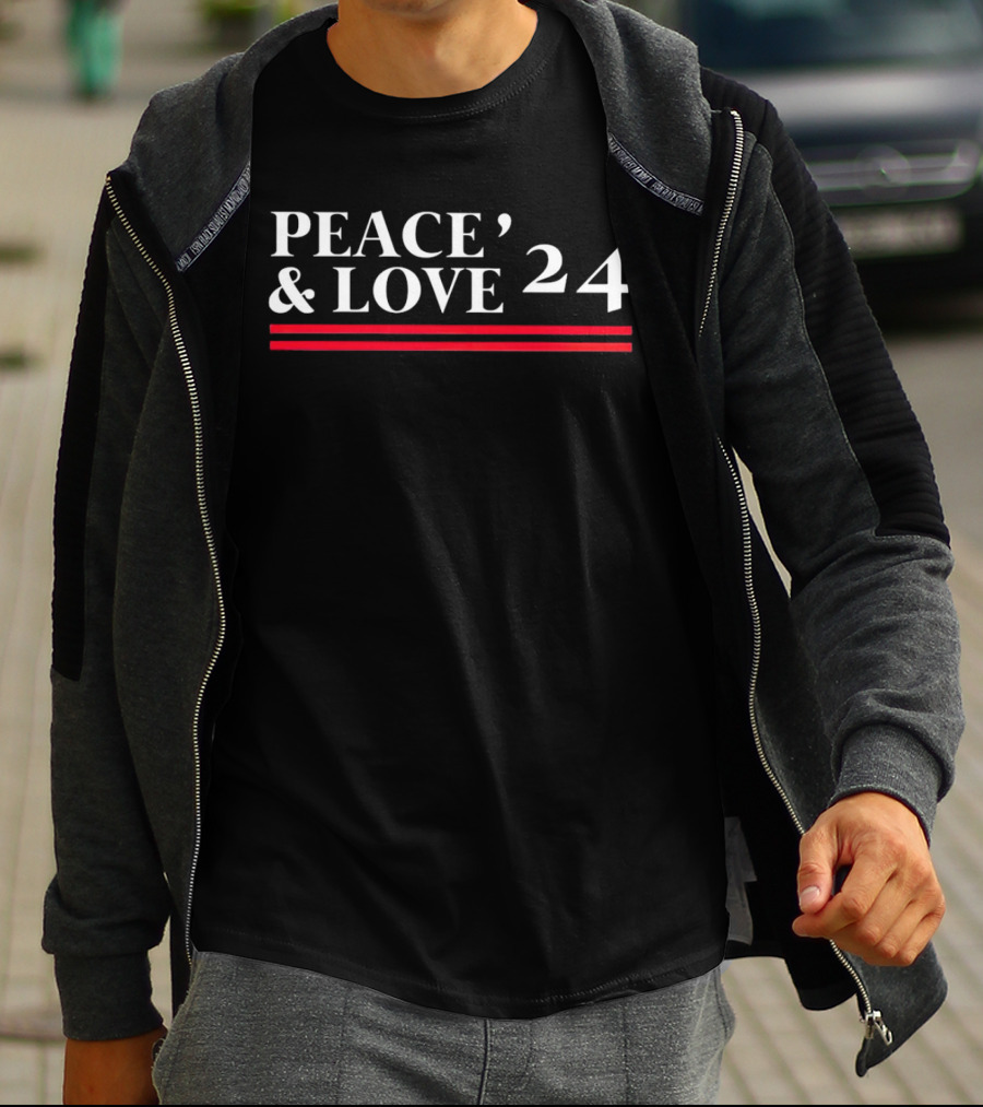 Peace And Love 24 With Red Stripes T-Shirt