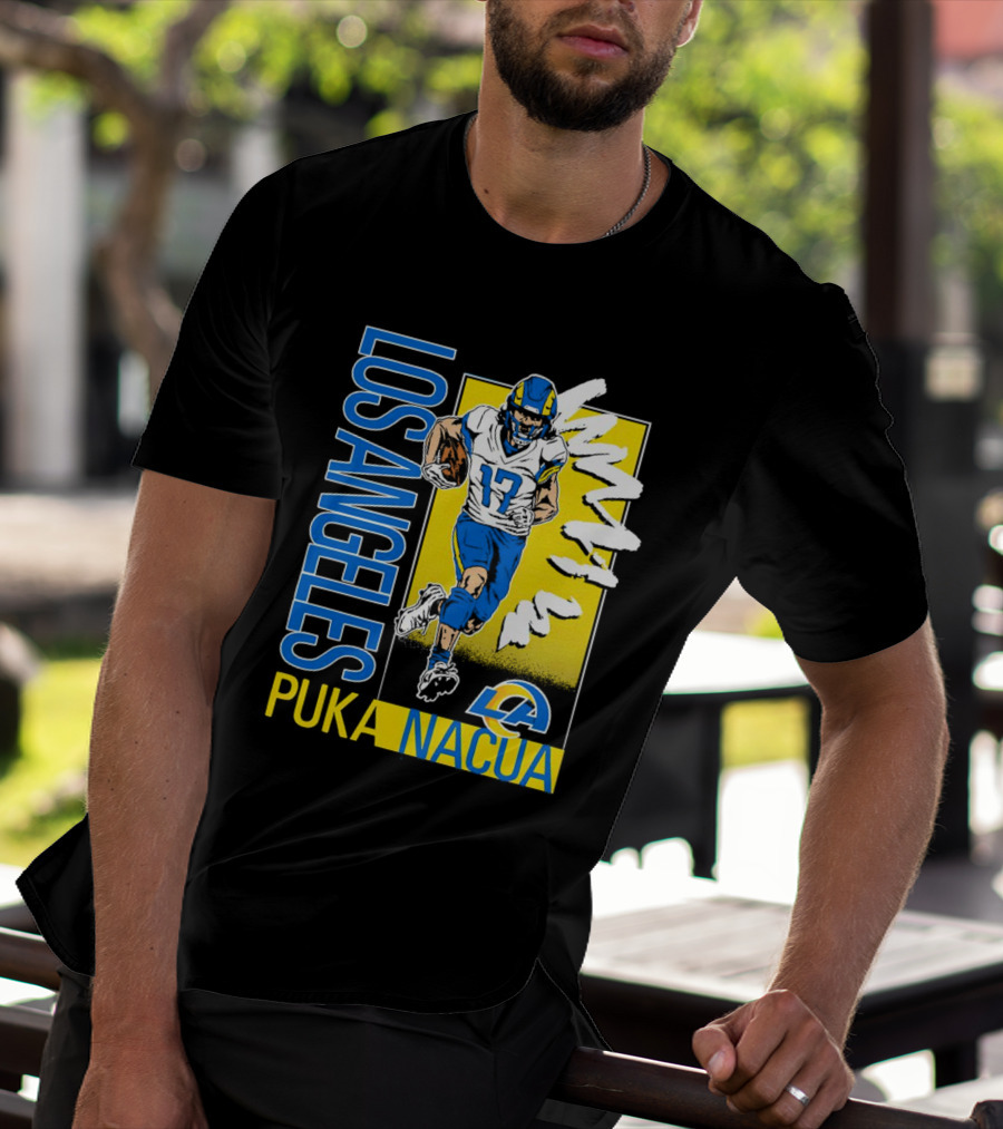 Los Angeles Puka Nacua Rams 17 Player Caricature T-Shirt