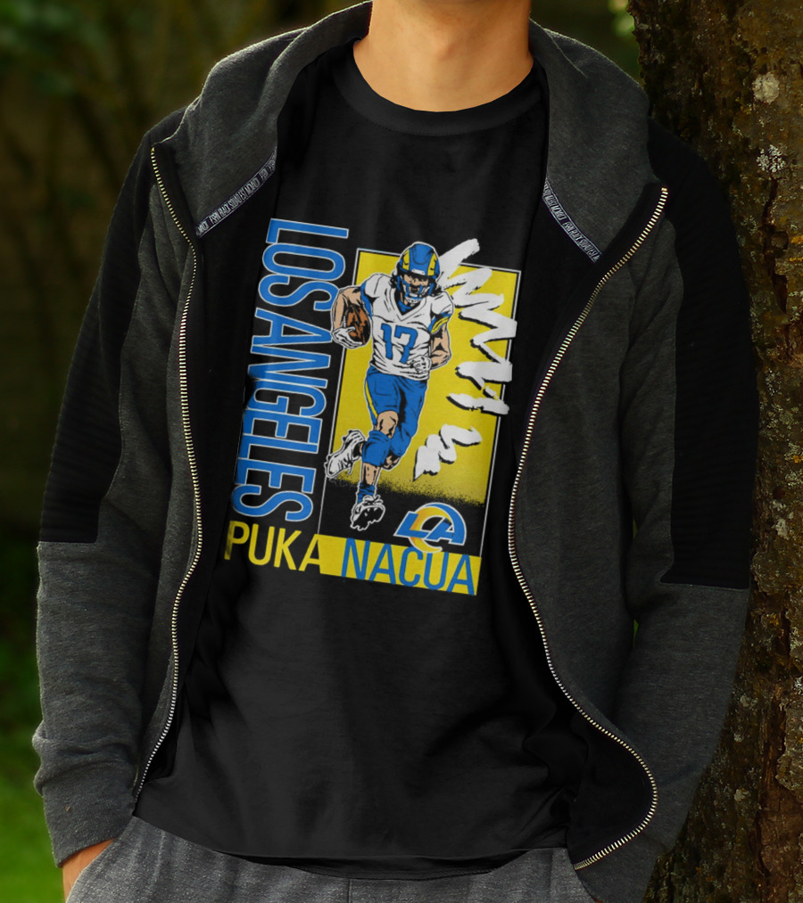 Los Angeles Puka Nacua Rams 17 Player Caricature T-Shirt